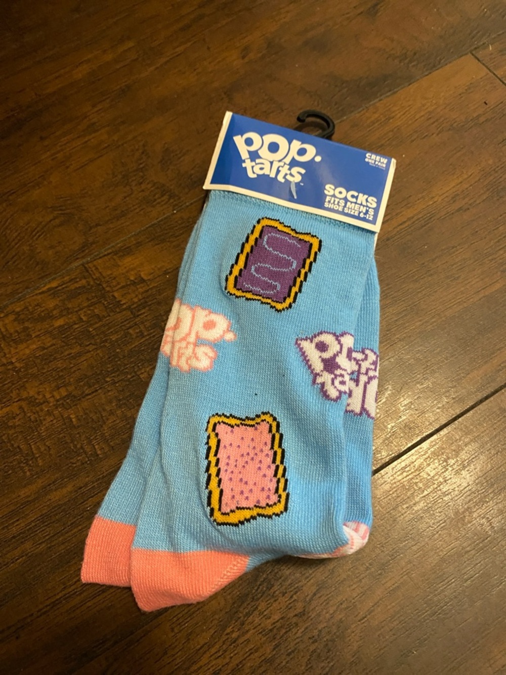 Blue Novelty Crew Socks with Pink Accents - Men